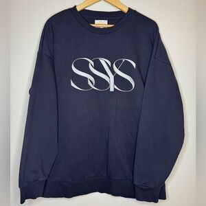 SSYS The Label Embroidered Logo Crewneck Sweatshirt Black Pullover Size M